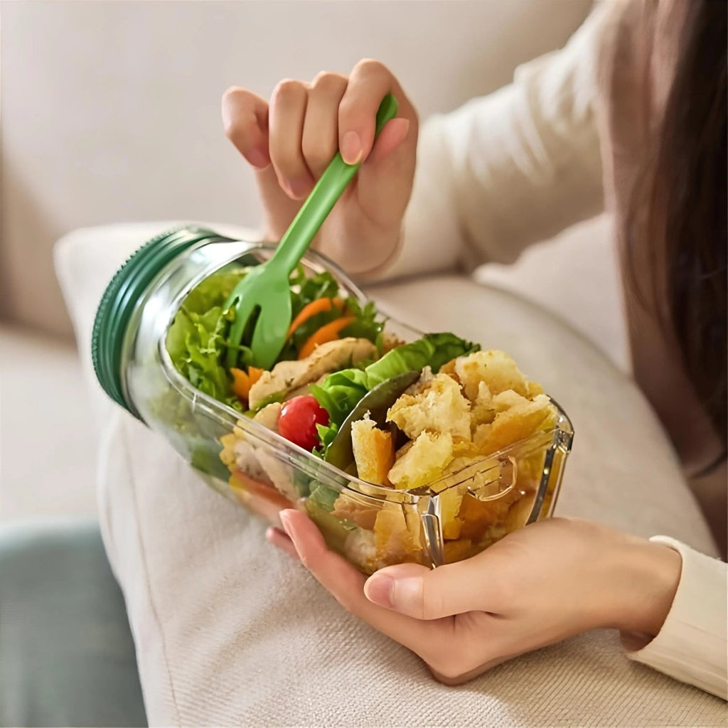 STACKMEAL Bocal à salade vertical avec tasse à vinaigrette intégrée pour des repas croquants à emporter