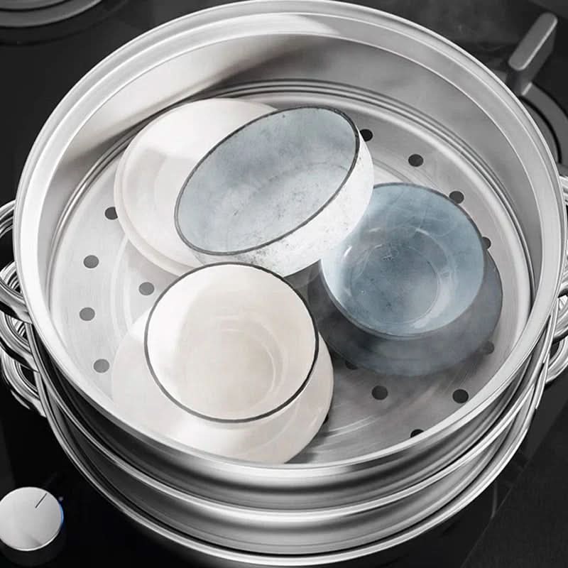 SteamPro dreistufiger Dampfgarer aus Edelstahl mit Glasdeckel