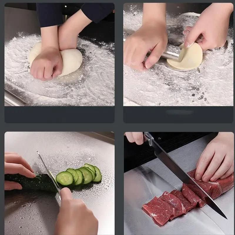 Tagliere in acciaio inossidabile Steelcut Pro con base antiscivolo e bordo integrato