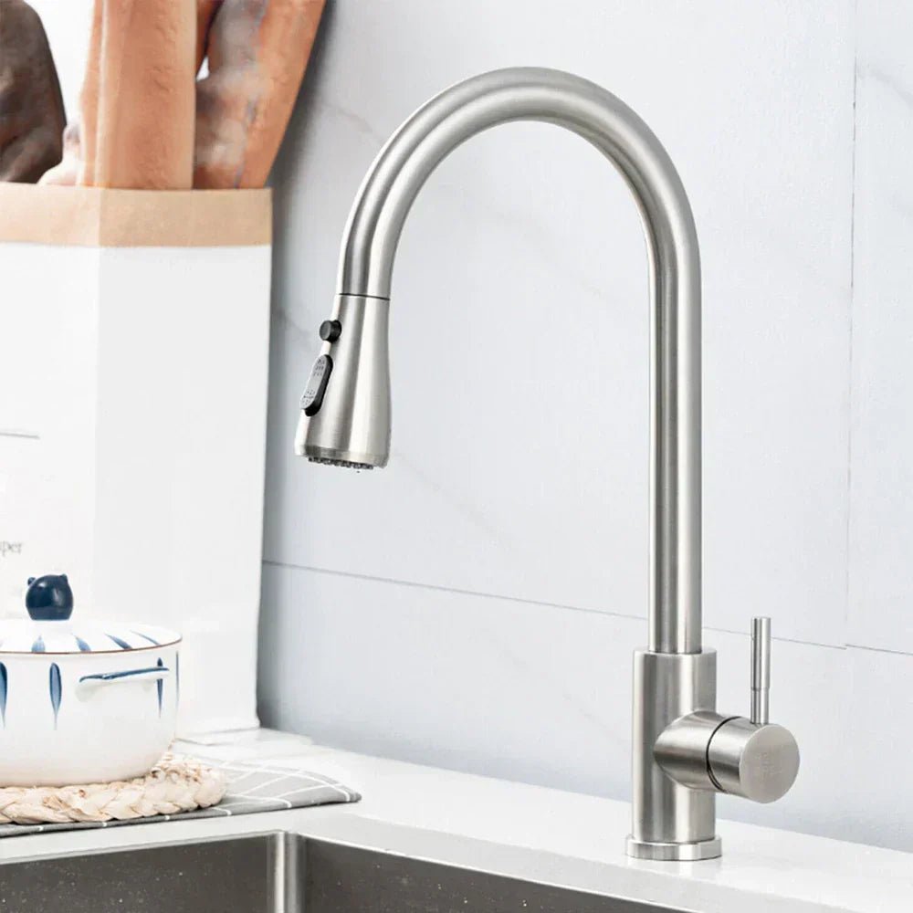 STEELLINE Tall-Arc Pull-Out Kitchen Faucet Minimalist Design