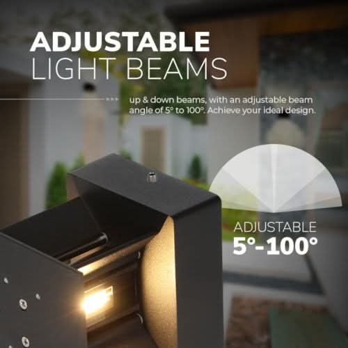 STIA Wall Light in Black Aluminum, Dimmable and Motion Activated, Weather Resistant