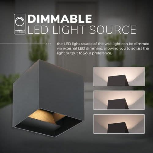 STIA Wall Light in Black Aluminum, Dimmable and Motion Activated, Weather Resistant