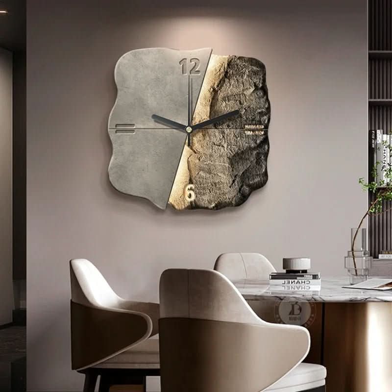 Orologio da parete StoneAura con aspetto in arenaria e movimento al quarzo silenzioso