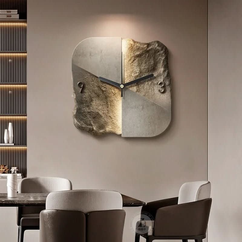 Orologio da parete StoneAura con aspetto in arenaria e movimento al quarzo silenzioso