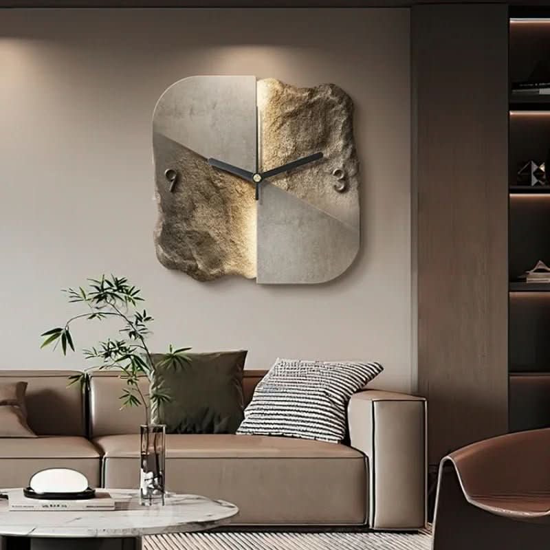 Orologio da parete StoneAura con aspetto in arenaria e movimento al quarzo silenzioso