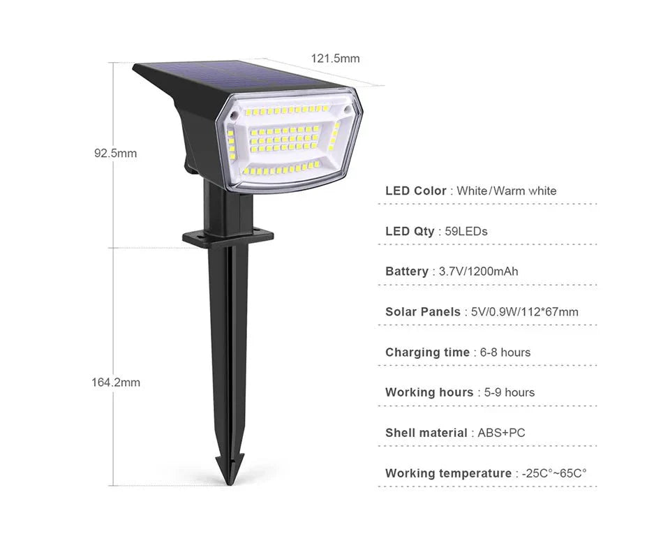 Luz de Inundação Solar SUNBEAMER com Bateria de Longa Duração para Jardins