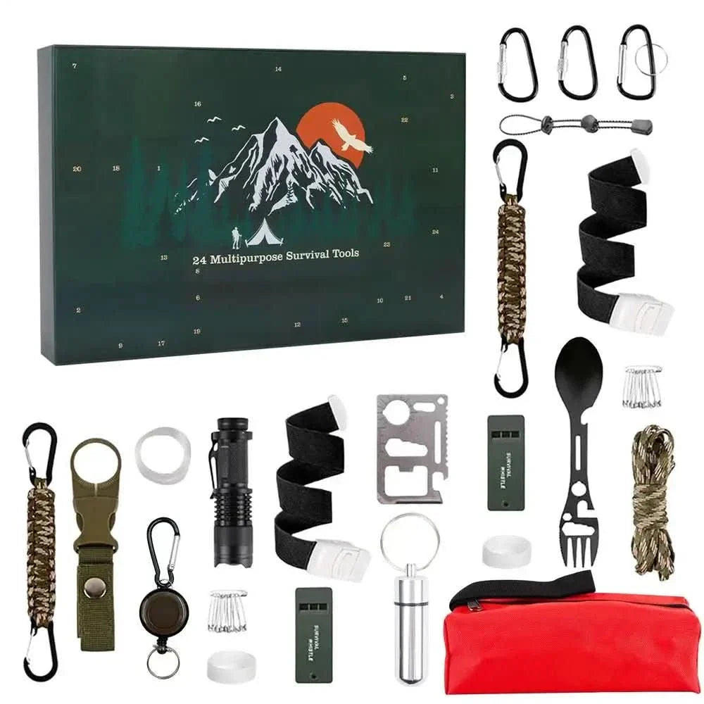 Adventní kalendář přežití pro muže 24 nástrojů venkovní sada