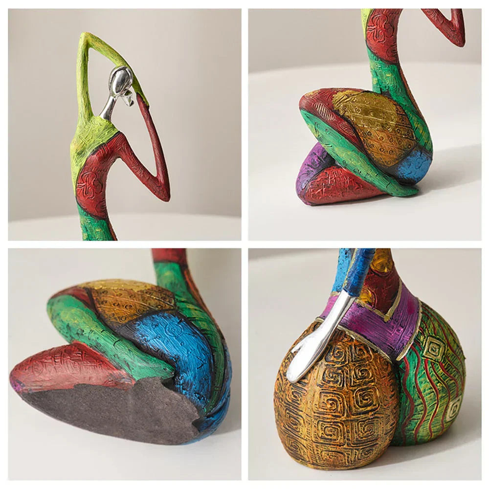 Colorful Handmade Resin Sculpture Of A Feminine Figure In Abstract Living Room Decor