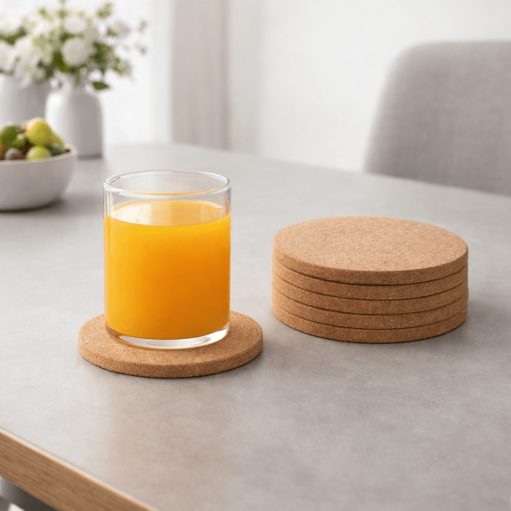 TABLEAF Round Wood Coasters For Sleek Table Protection