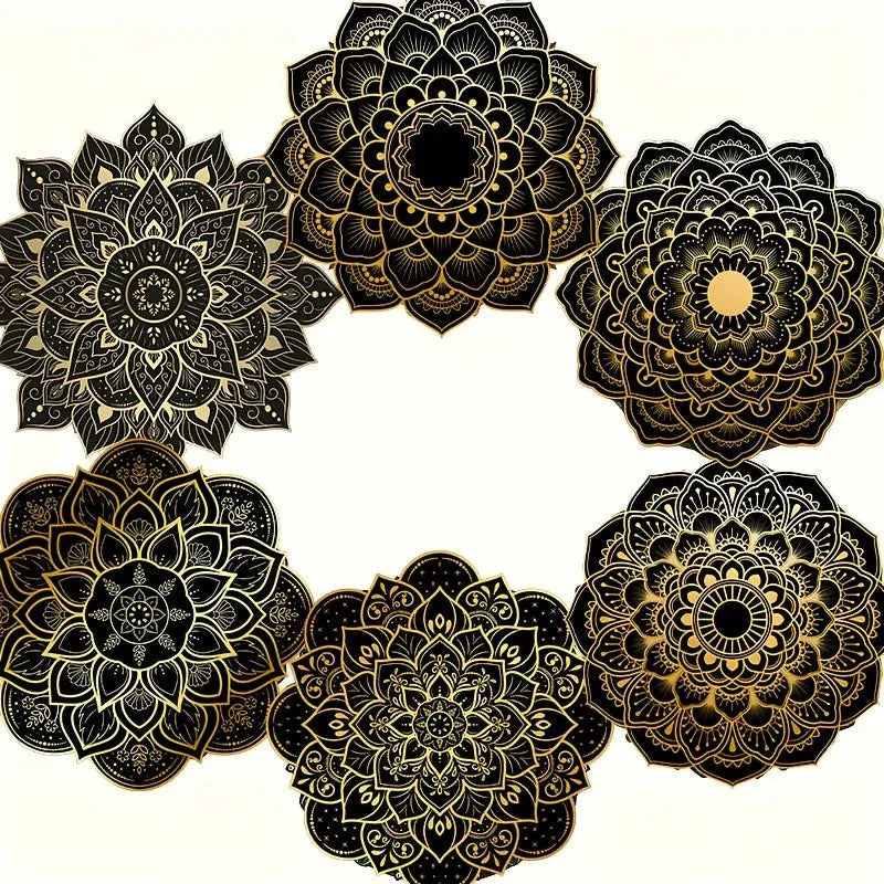 TABLEVA runder Holzuntersetzer mit Mandala-Muster für Schreibtische und Tische