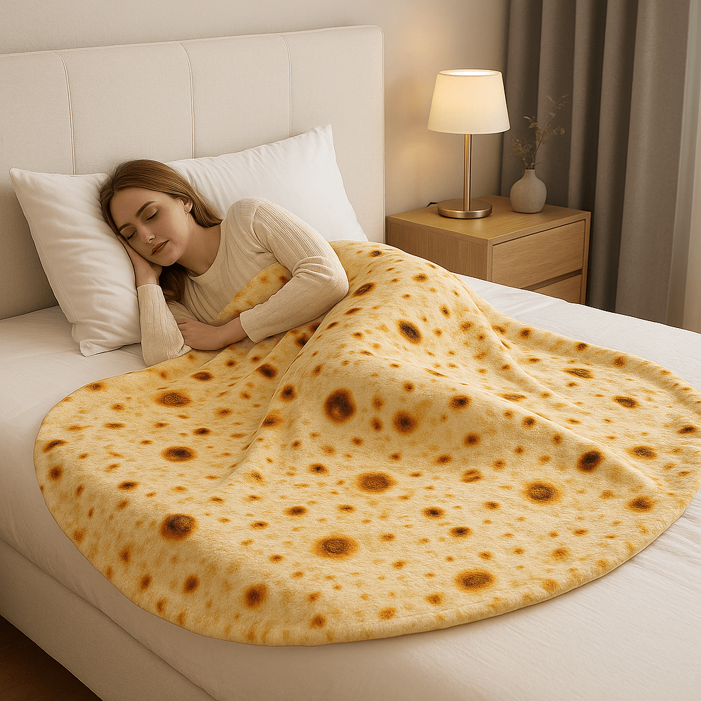 TACOZY flanellihuopa tortillakuvioinnilla pehmeään ja mukavaan lämpöön