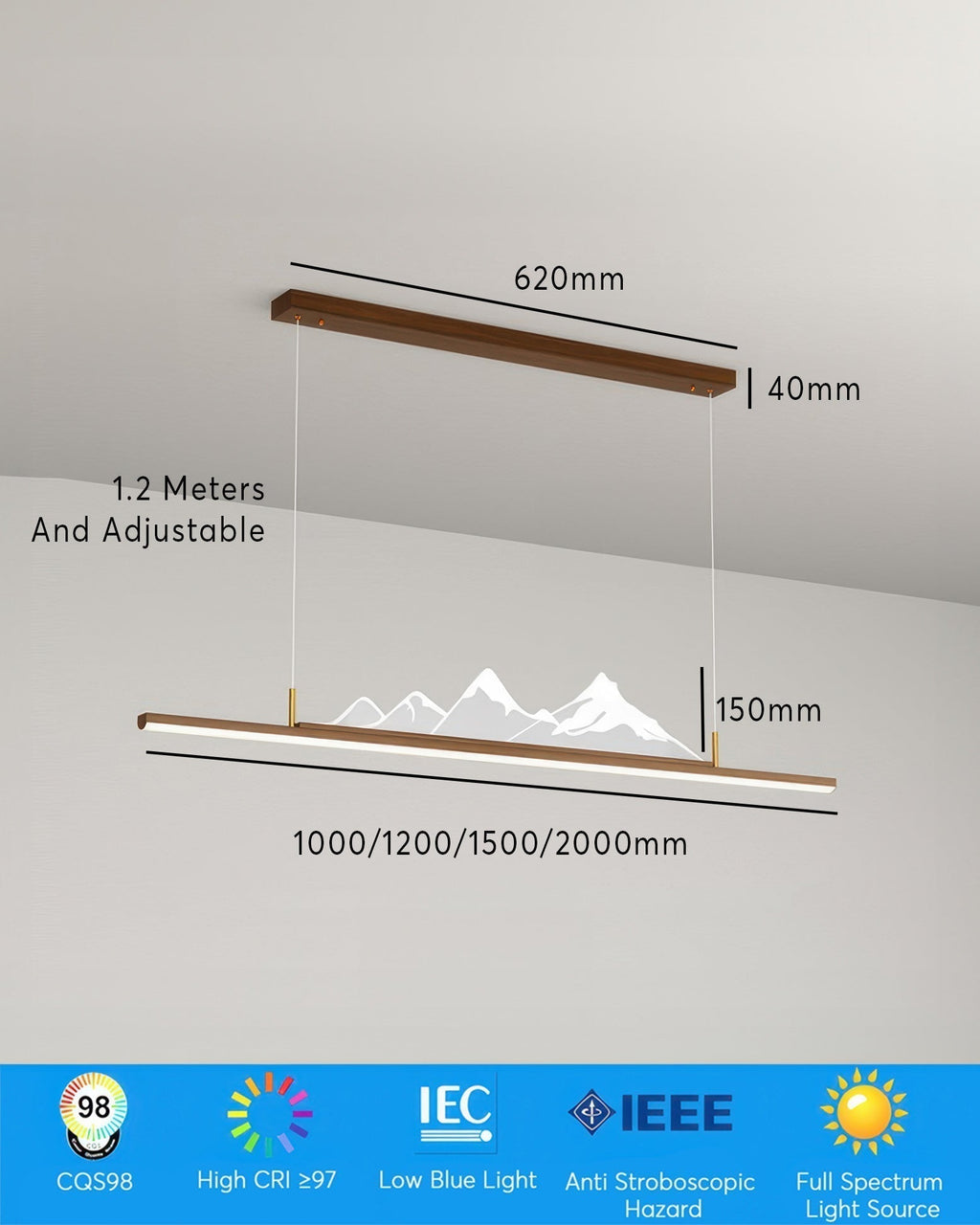 Minimal Japanese Zen Pendant Lamp With Wood Grain Finish