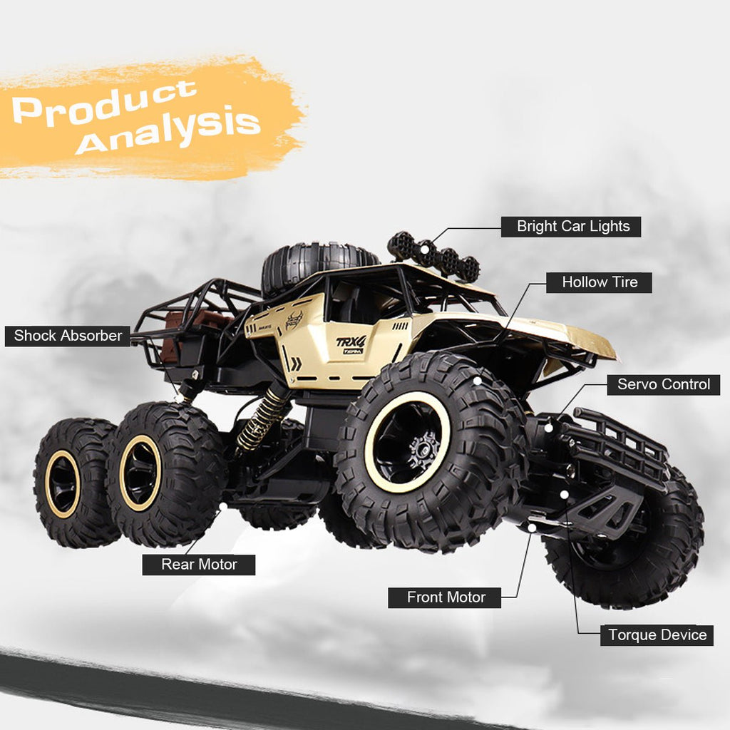 Terramax 6WD Uzaktan Kumandalı Canavar Kamyon LED Işıklarla, Off-Road Kullanımı İçin, Saatte 52 Km Hızında