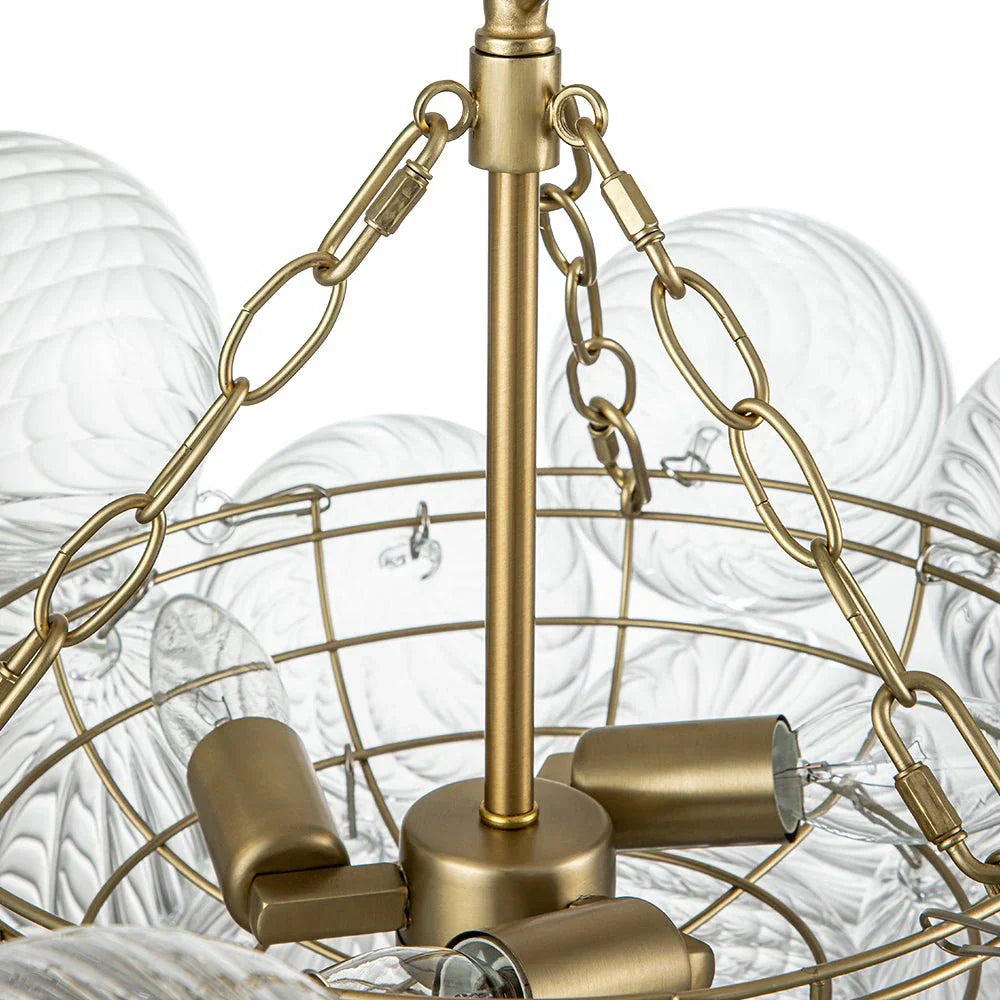Lampadario a Bolle con Vetro Trasparente Elegante e Righe