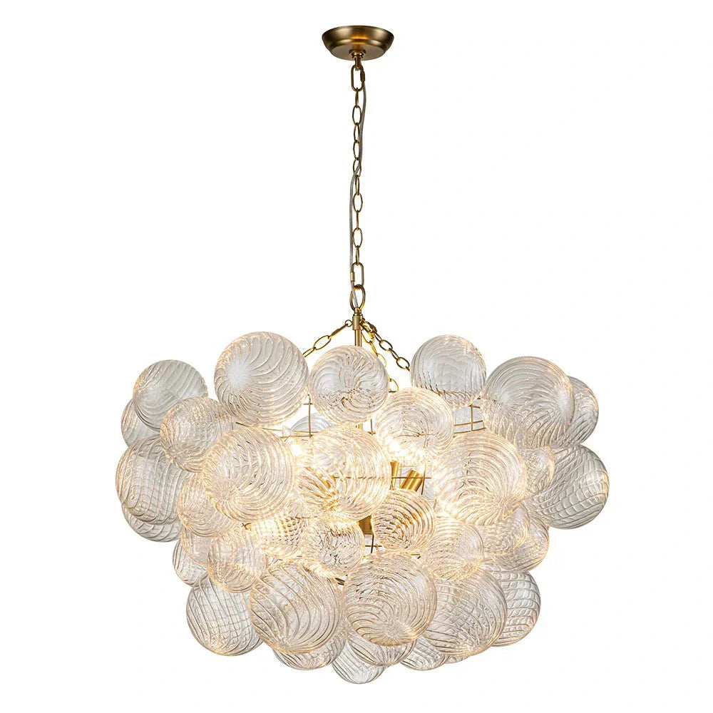 Lampadario a Bolle con Vetro Trasparente Elegante e Righe