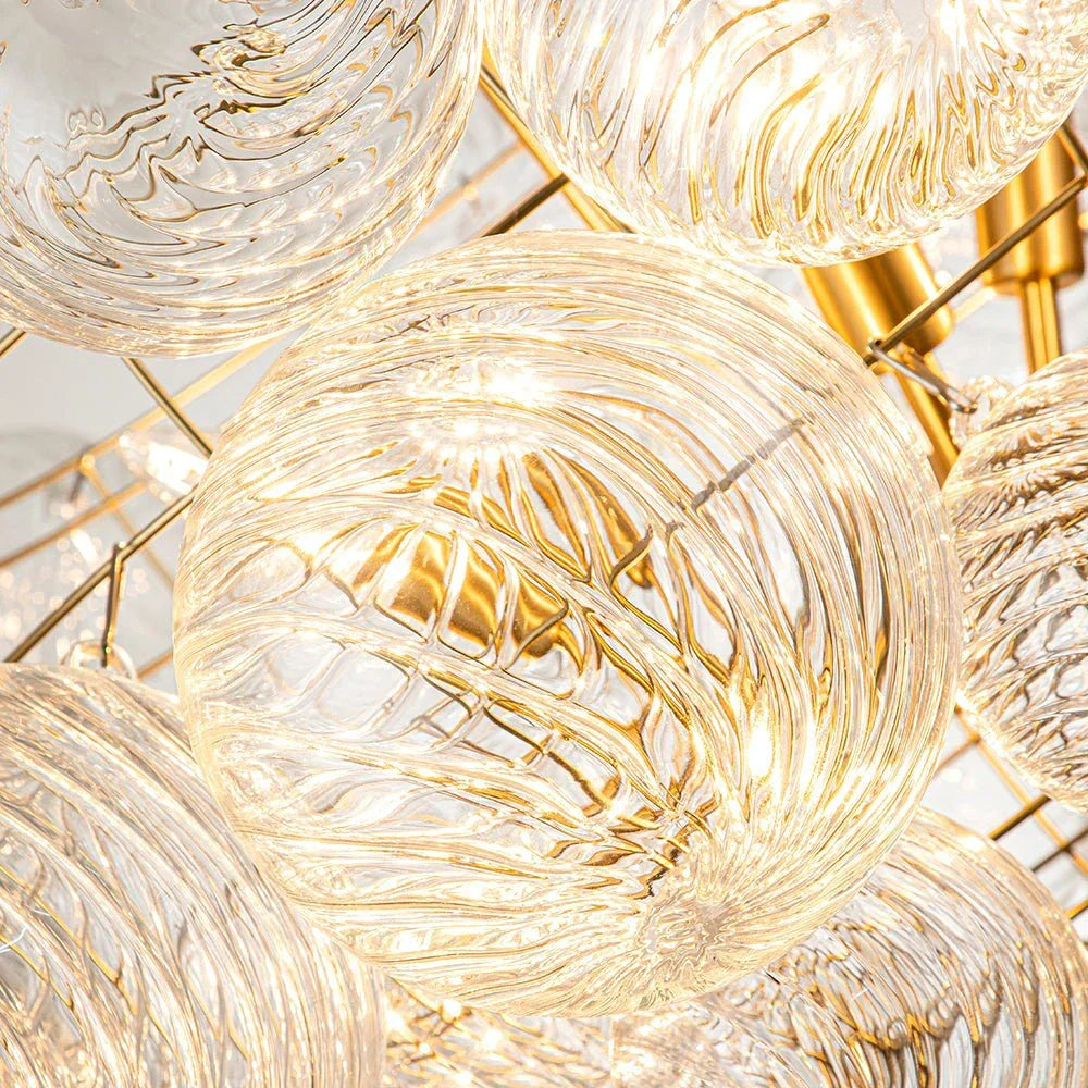 Lampadario a Bolle con Vetro Trasparente Elegante e Righe