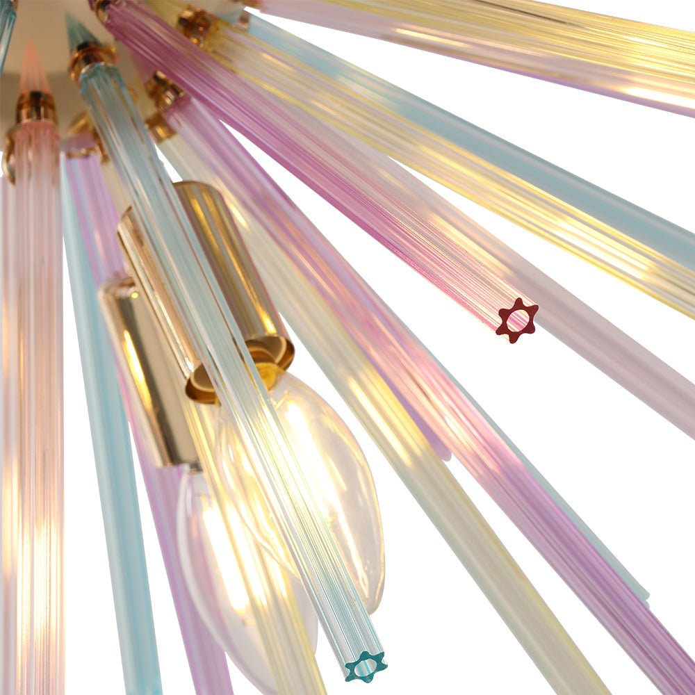 Sputnik Regenbogen Kronleuchter, 12-flammige Messingleuchte für Wohn- und Esszimmer, dimmbar