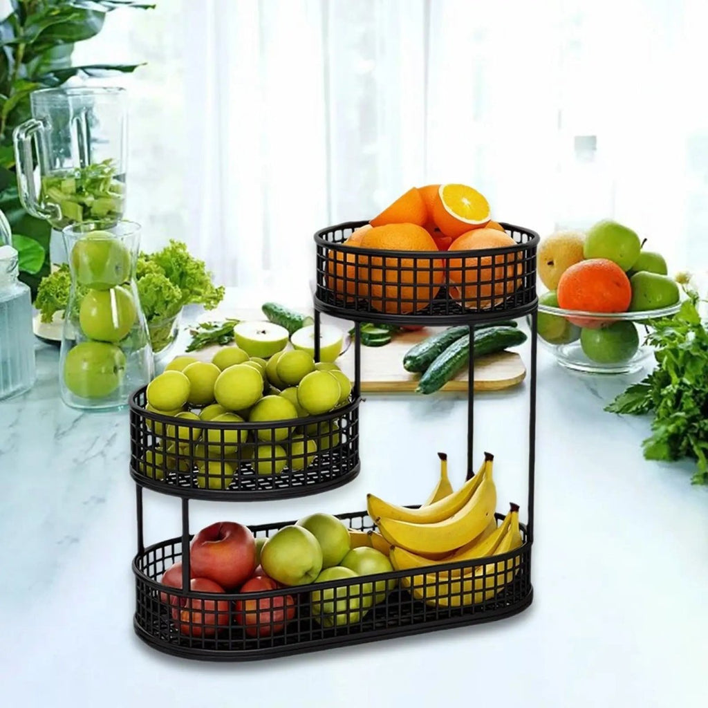 TIERSTACK Sleek Two Tier Kitchen Basket for Fruits and Snacks