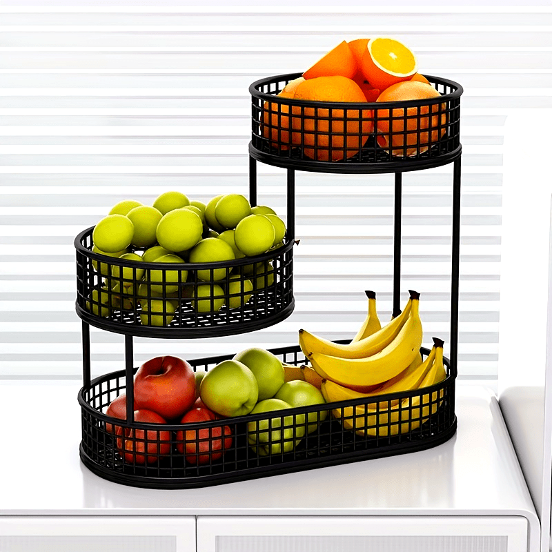 TIERSTACK Sleek Two Tier Kitchen Basket for Fruits and Snacks