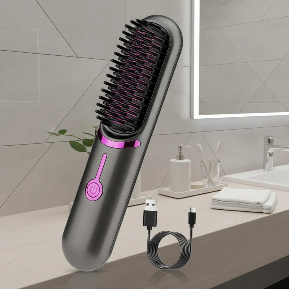 Tima Styler Cordless Straightening Brush For Sleek Frizz Control