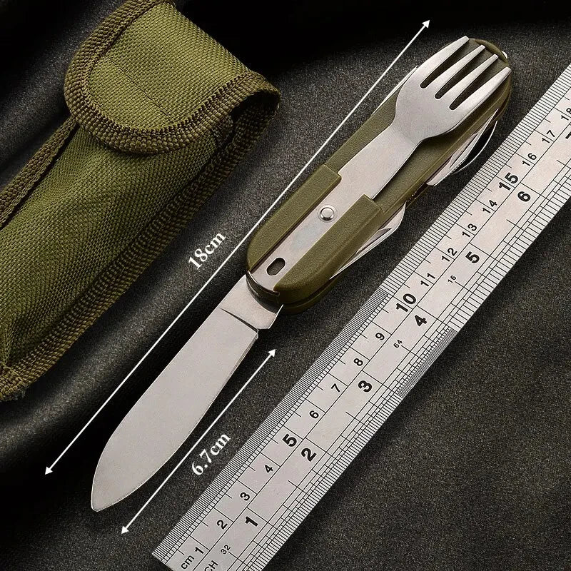 Trailfeast 7-Piece Stainless Utensil Set For Outdoors With Foldable Design