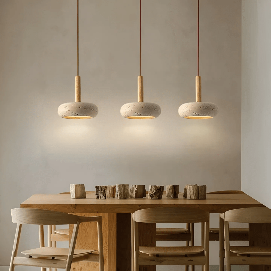 TranquilHalo Retro Style Wood And Stone LED Light Ceiling Ambience