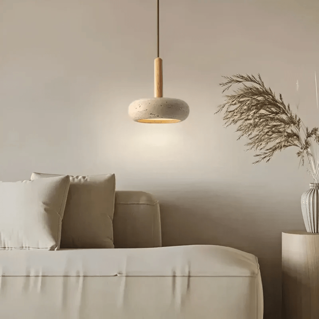 TranquilHalo Retro Style Wood And Stone LED Light Ceiling Ambience