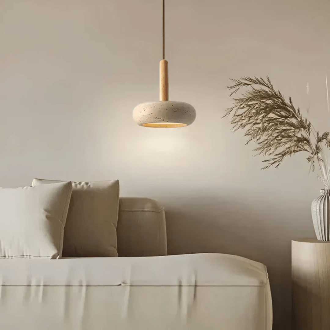 TranquilHalo Retro Style Wood And Stone LED Light Ceiling Ambience