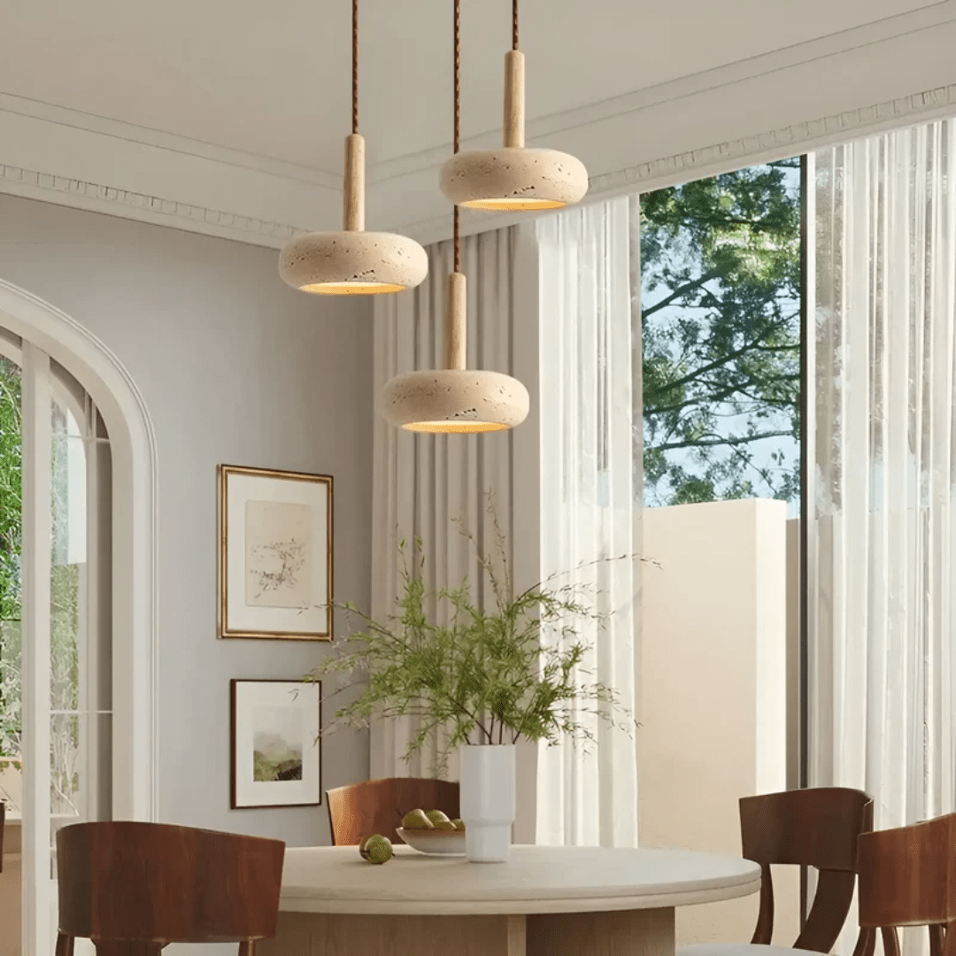 TranquilHalo Retro Style Wood And Stone LED Light Ceiling Ambience