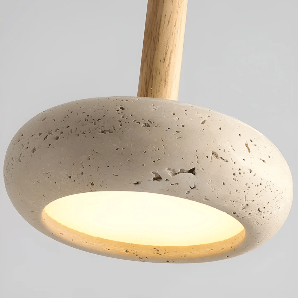 TranquilHalo Retro Style Wood And Stone LED Light Ceiling Ambience