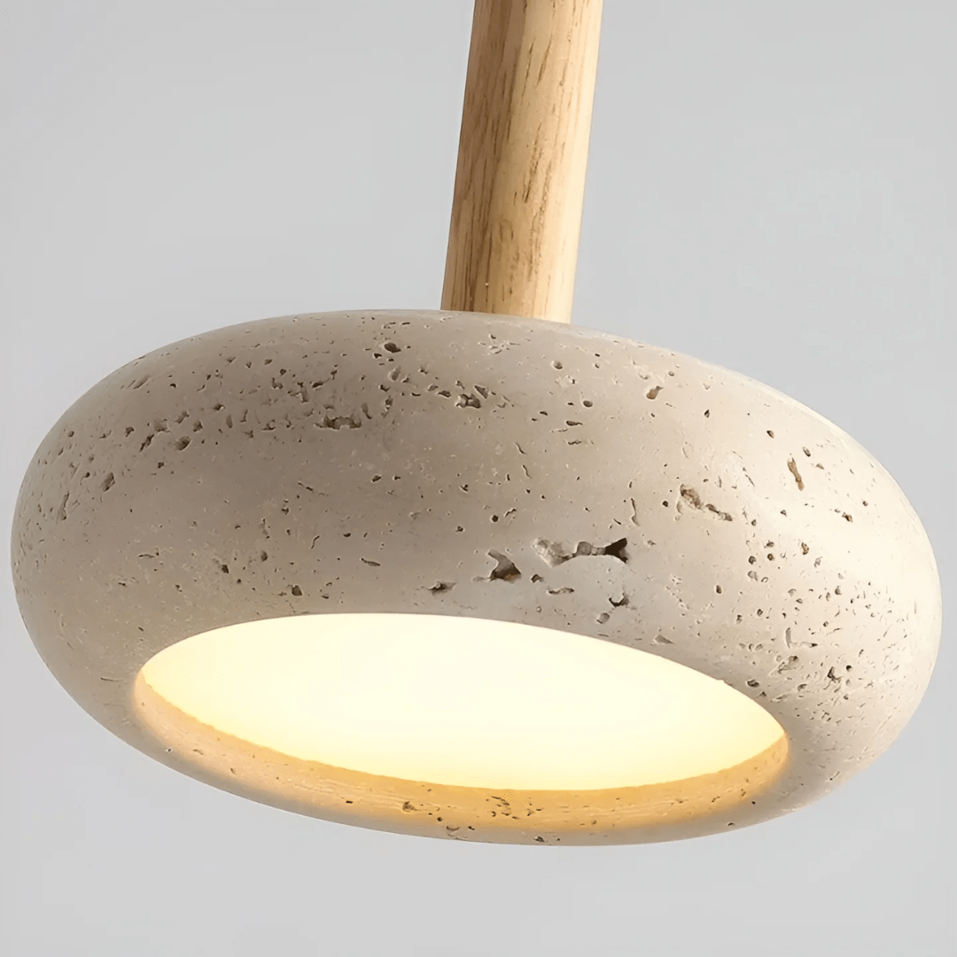 TranquilHalo Retro Style Wood And Stone LED Light Ceiling Ambience
