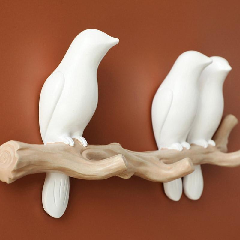 Lovely Birds Wall Coat Hook Decor With Birds On Branch Design