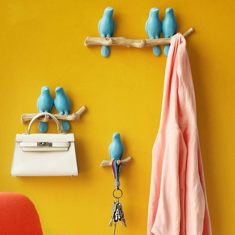 Lovely Birds Wall Coat Hook Decor With Birds On Branch Design