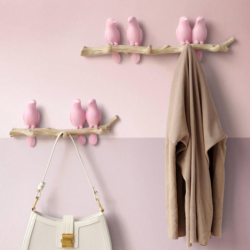 Lovely Birds Wall Coat Hook Decor With Birds On Branch Design