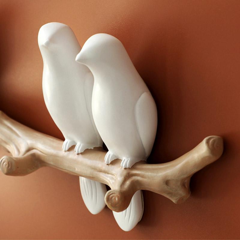 Lovely Birds Wall Coat Hook Decor With Birds On Branch Design