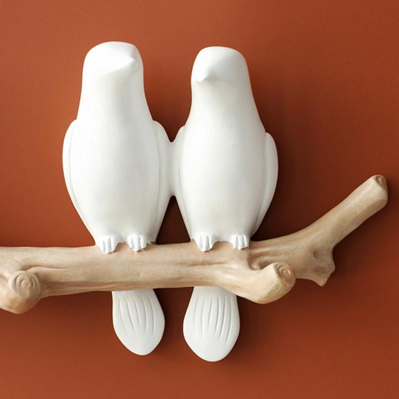 Lovely Birds Wall Coat Hook Decor With Birds On Branch Design