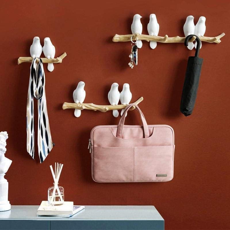 Lovely Birds Wall Coat Hook Decor With Birds On Branch Design