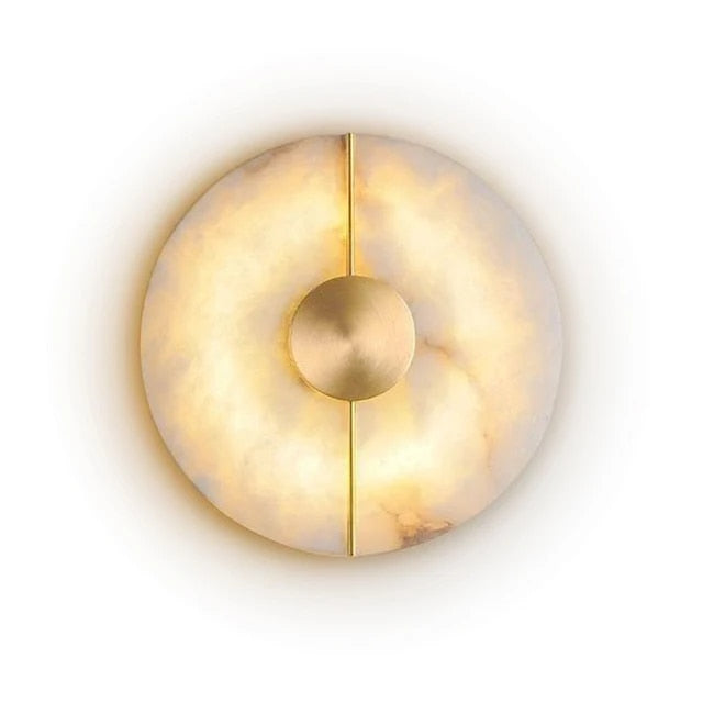 Aurora Marble Lux Cirkulært Væglysarmatur med Gyldne Accenter