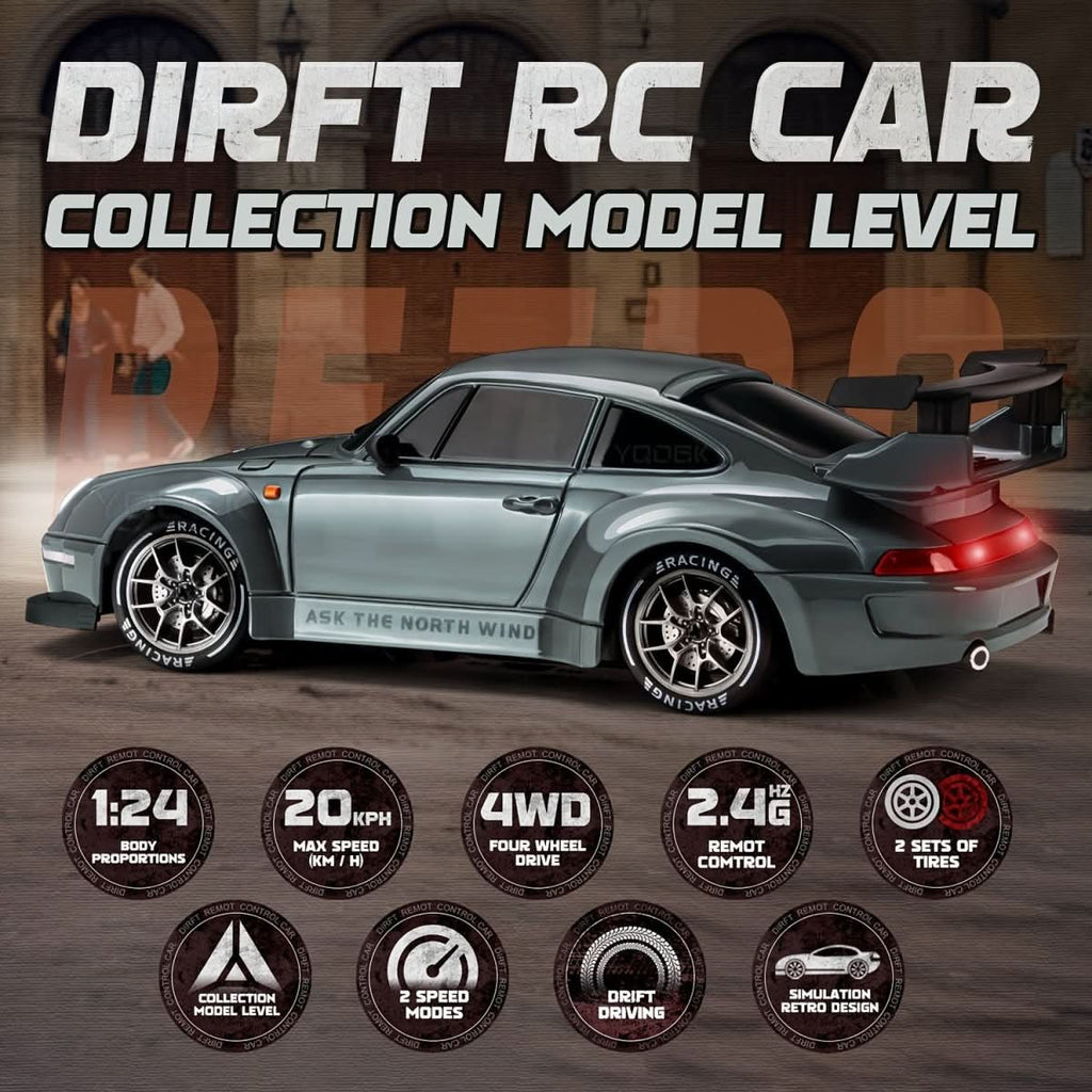 RACEREDGE 1:24 RC Drift Car 4WD Edycja z kołami LED
