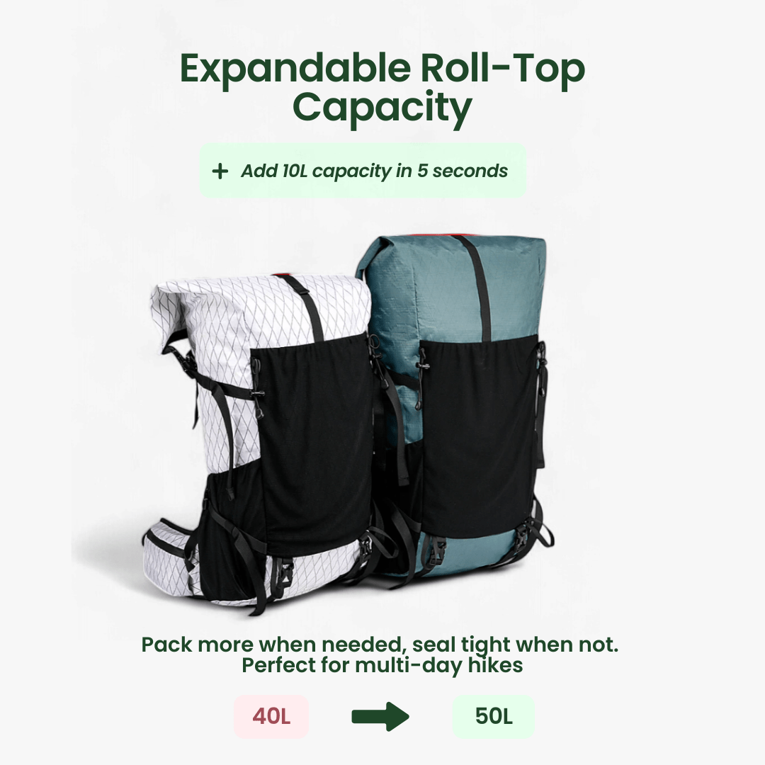 Ultrea 50L Ultralight Expandable Pack For Hiking And Outdoor Travel
