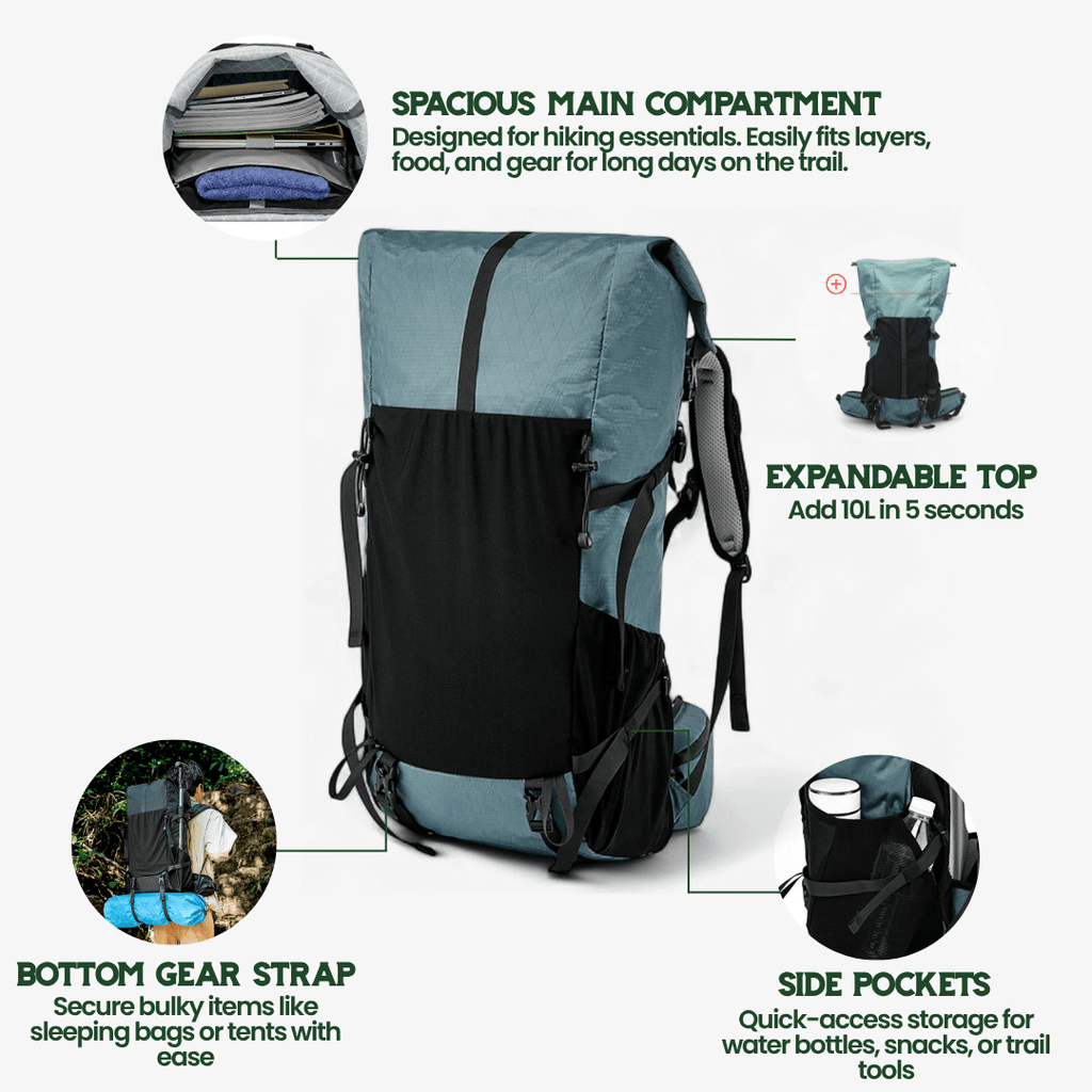 Ultrea 50L Ultralight Expandable Pack For Hiking And Outdoor Travel
