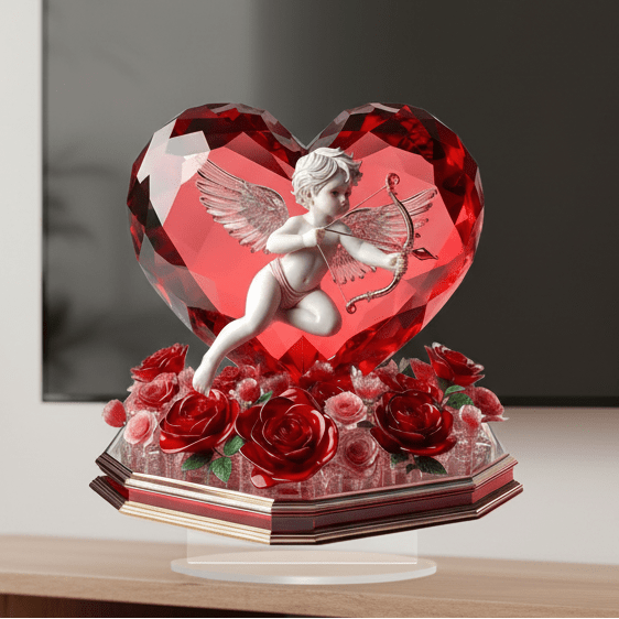 Valentia Rose Heart Cupid Ornament For Valentine's Gift