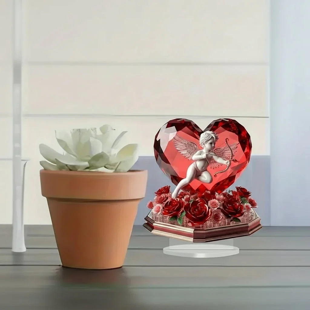 Valentia Rose Heart Cupid Ornament For Valentine's Gift
