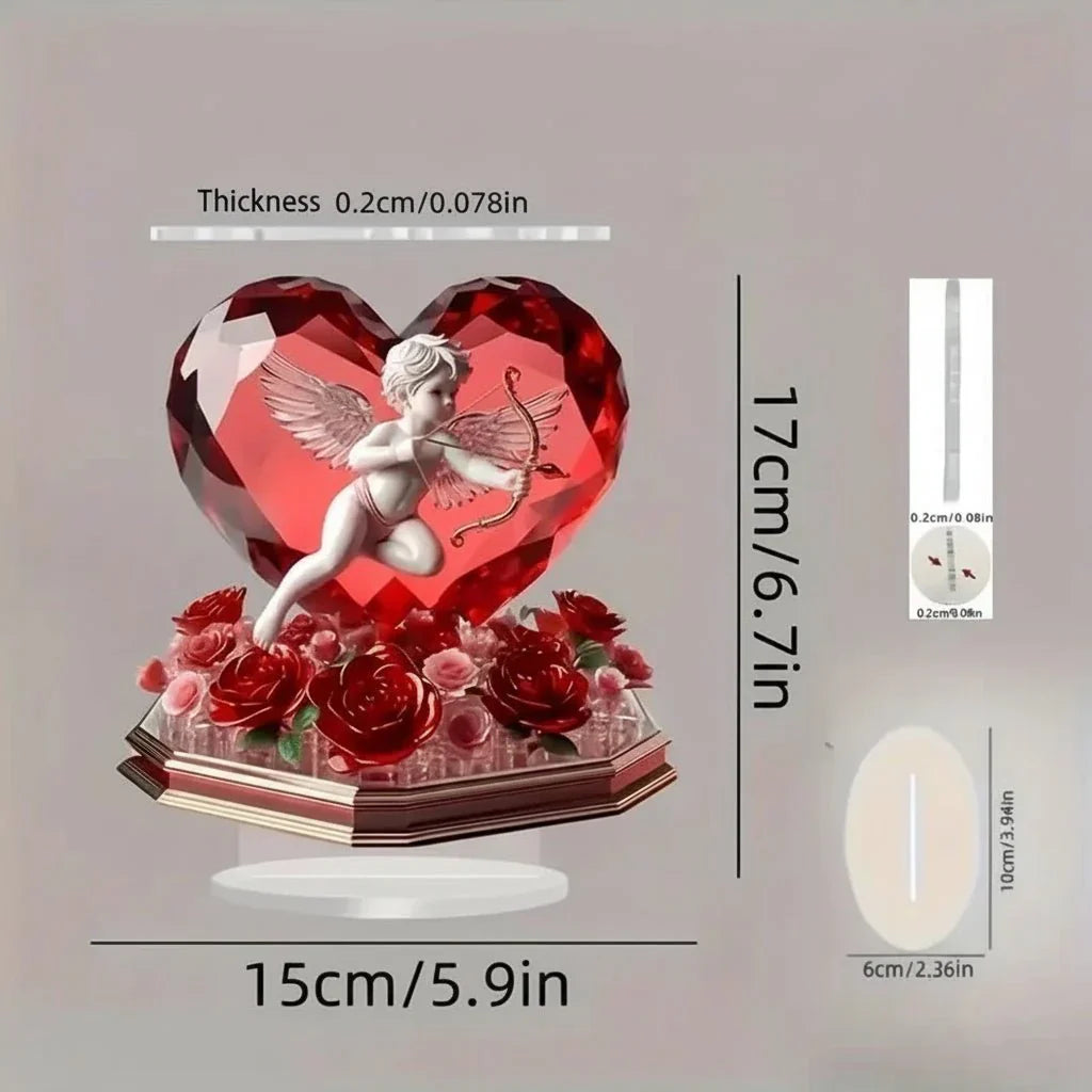 Valentia Rose Heart Cupid Ornament For Valentine's Gift