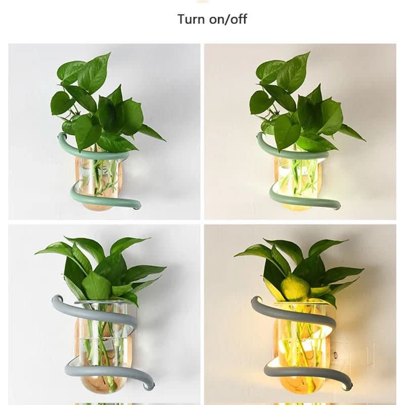 VASELUX Wooden Wall Lamp With Integrated LED And Vase Accent