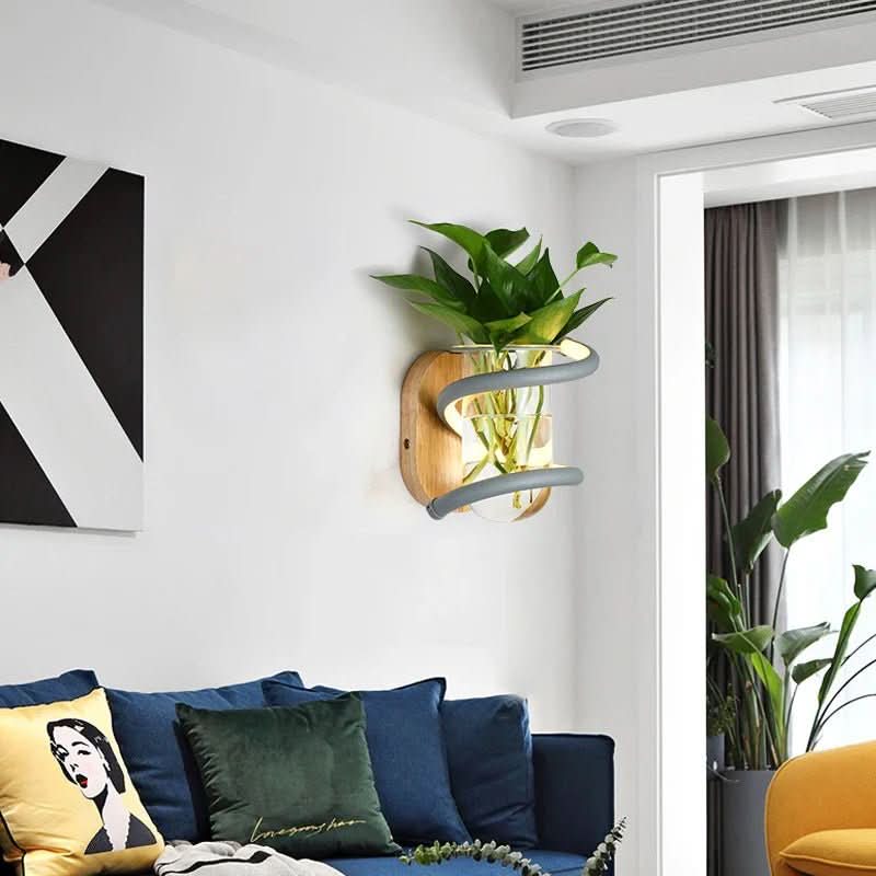VASELUX Wooden Wall Lamp With Integrated LED And Vase Accent