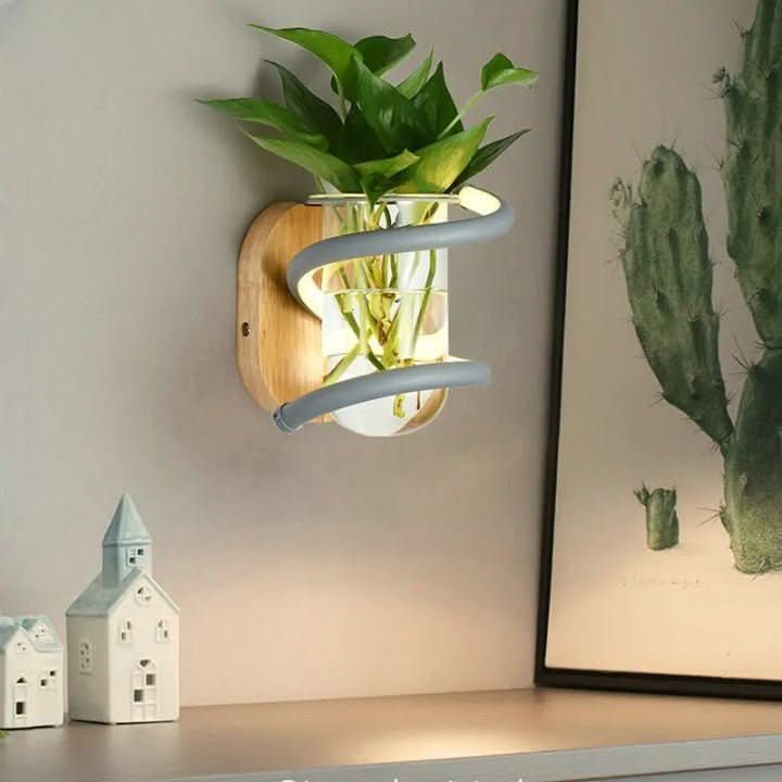 VASELUX Wooden Wall Lamp With Integrated LED And Vase Accent