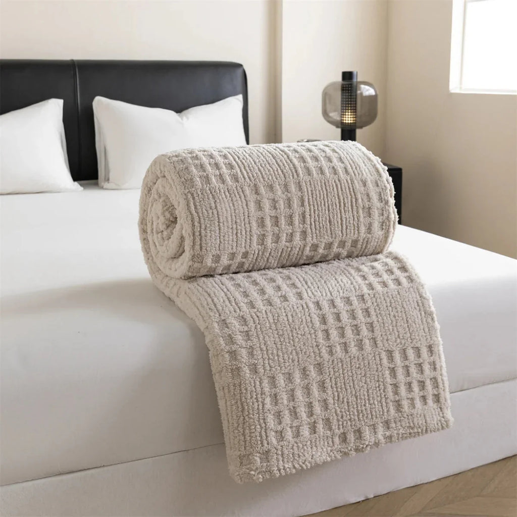 VELVETERRA Plush Velvet Blanket In Waffle Texture For Cozy Warmth