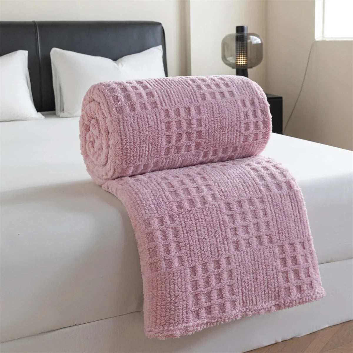 VELVETERRA Plush Velvet Blanket In Waffle Texture For Cozy Warmth