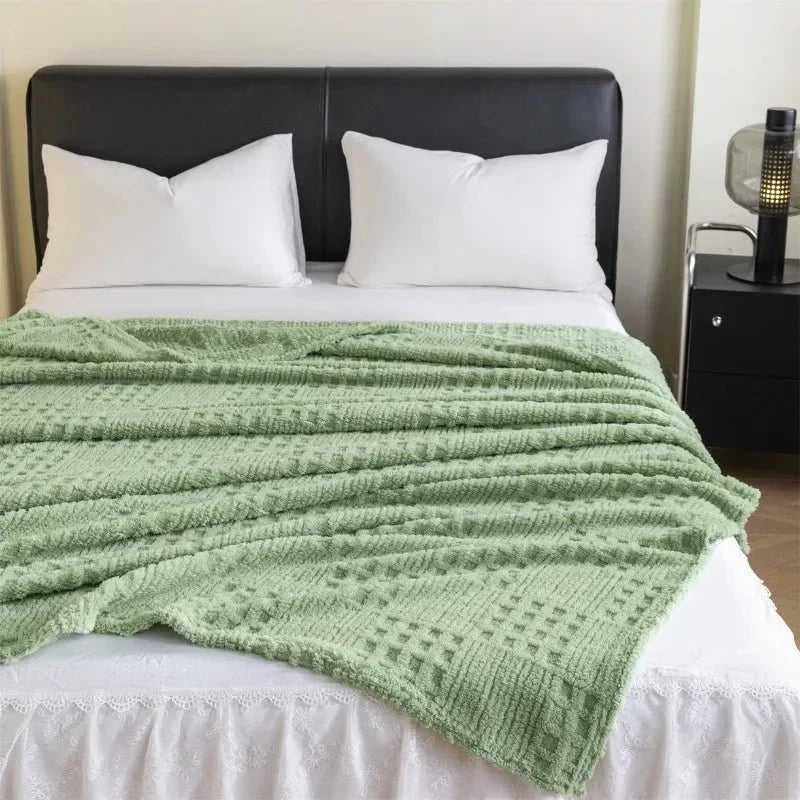 VELVETERRA Plush Velvet Blanket In Waffle Texture For Cozy Warmth